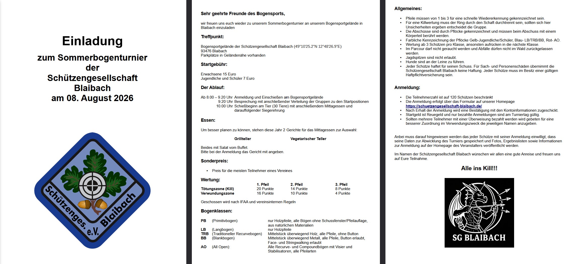 Bogenturnier 2026 Einladung Vorschau